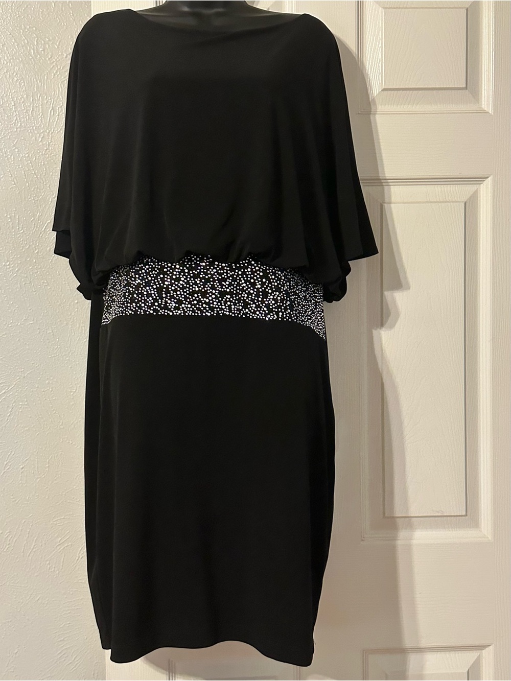 Jessica Howard Black Midi Dress with Speckled Waistband